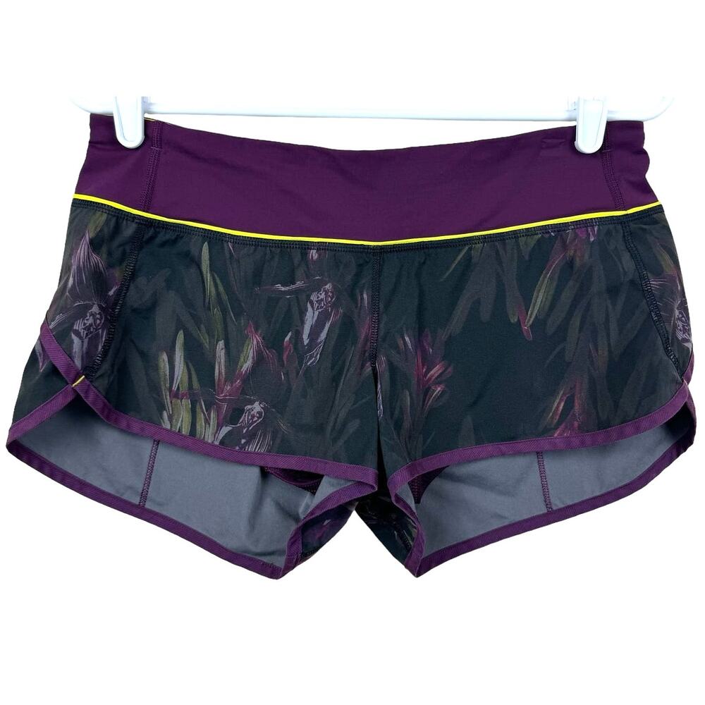 Lululemon Womens Run Speed Short 6 Midnight Iris Plum Abstract Casual Activewear